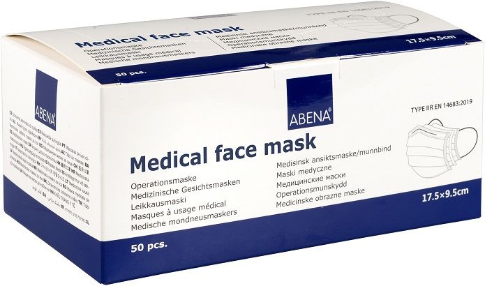 slide image Abena Mundschutz OP-Maske Typ 2R mit Gummiband 3-lagig 50 Stk. blau