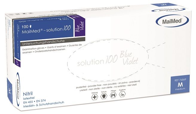 slide image MaiMed Solution Nitrilhandschuh in der Farbe blau/violett (100Stk./Box)